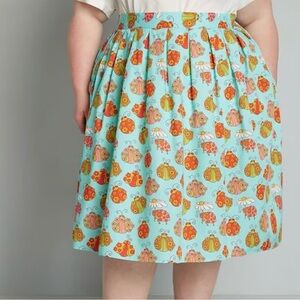 NWT ModCloth Novelty Ladybug and Daisy Print Swing Skirt Size 18